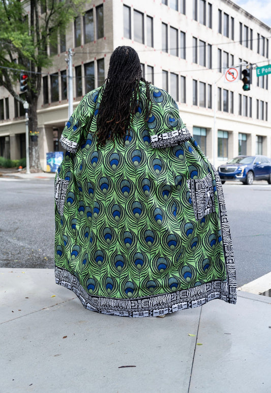 Royal Reversal “Pea'reme" Ankara Duster – 61" Reversible Statement Layer