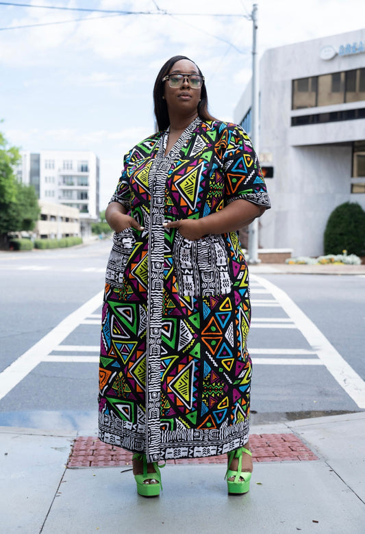 Royal Reversal “Dynasty” Ankara Duster – 61" Reversible Statement Layer
