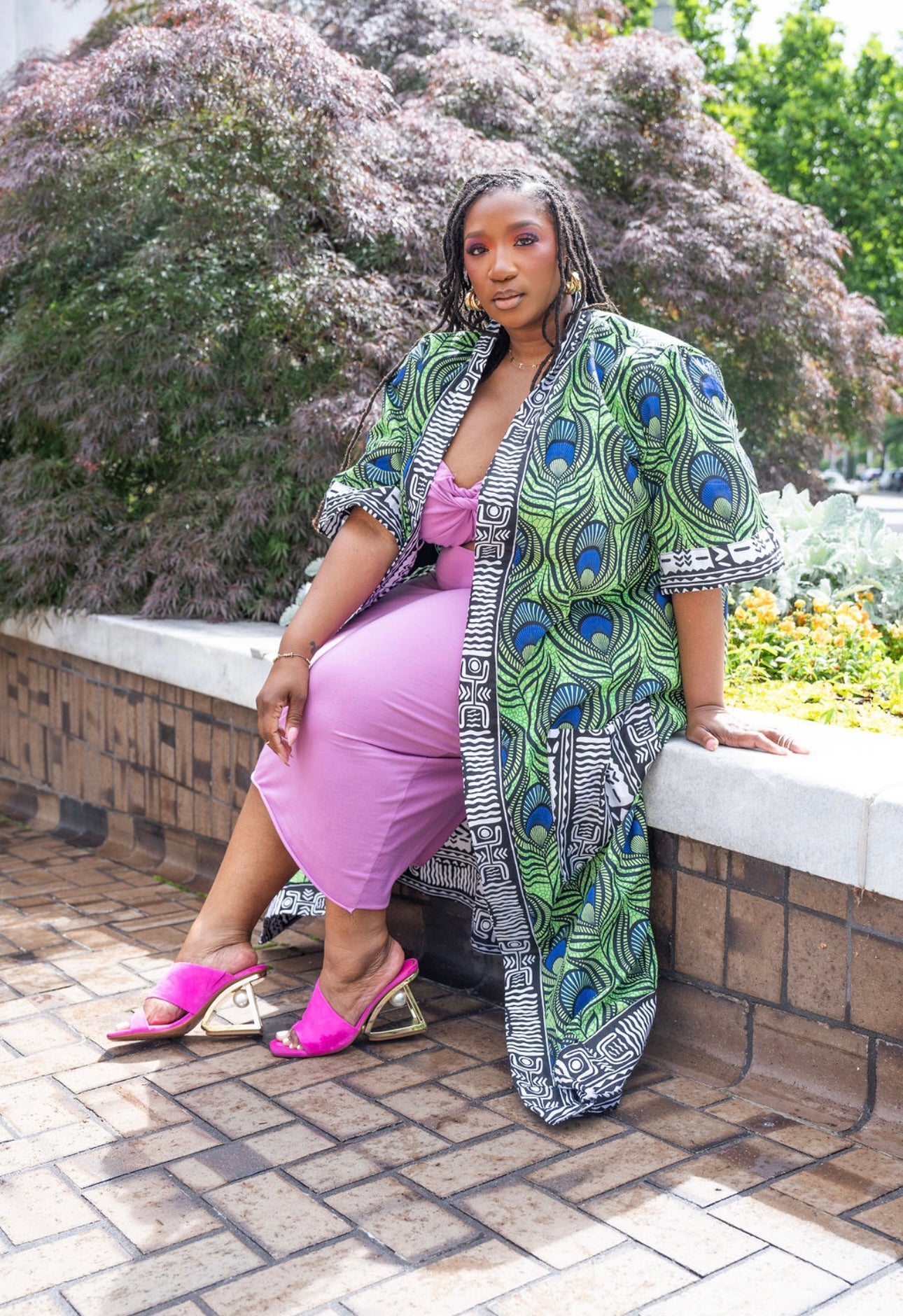 Royal Reversal “Pea'reme" Ankara Duster – 61" Reversible Statement Layer