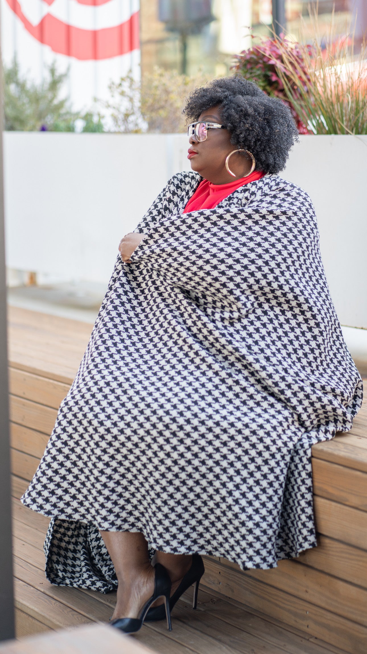 Woven Houndstooth Cape - Size 4