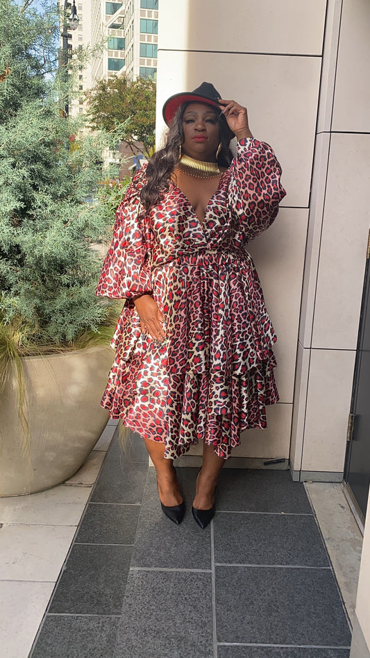 Red Leopard 3 Layer Skirt - 2X/3X