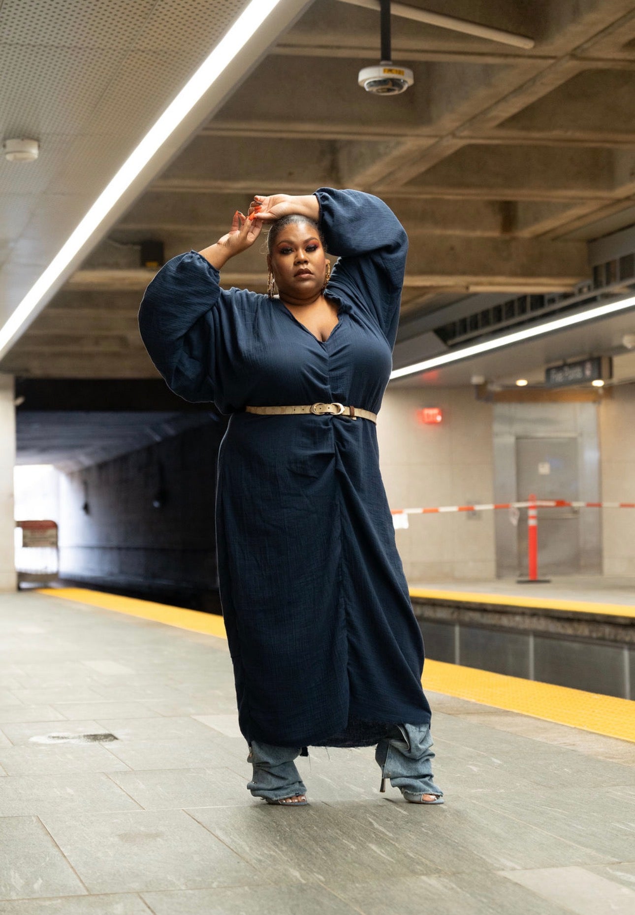 The Navy Cotton Gauze Kaftan