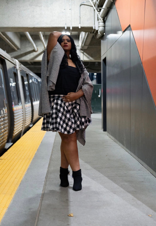 PAINT’s Signature Circular Shorts - Black/White Buffalo Plaid