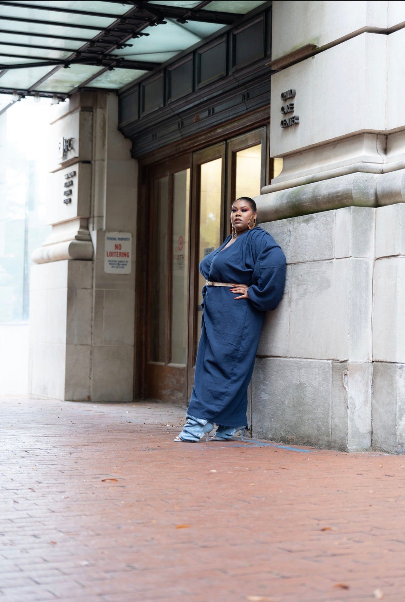 The Navy Cotton Gauze Kaftan